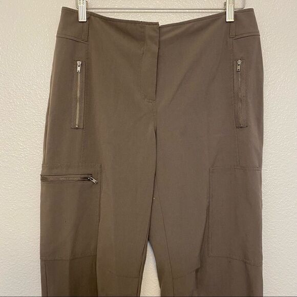 Chicos tan brown khaki chino Utility style pants with zippers -size 1/M/8 - Picture 2 of 11